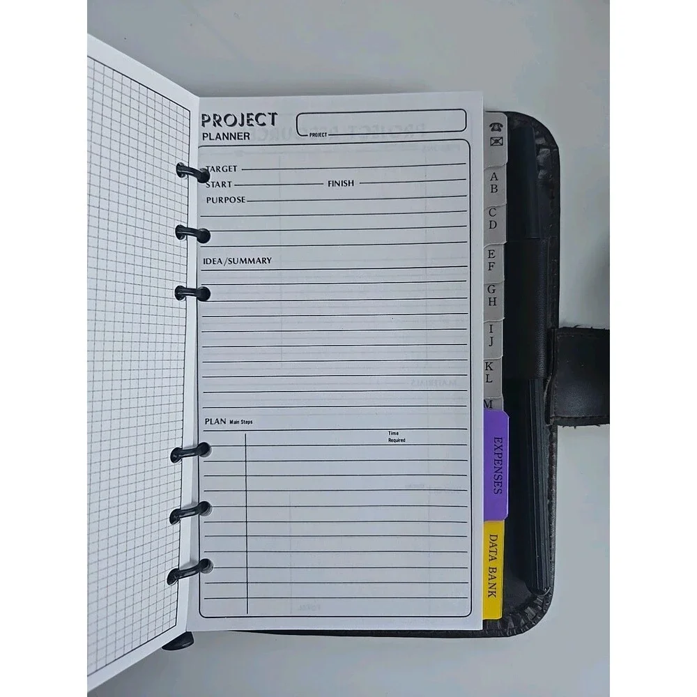 Vintage 80s  Day Timer Planner Fortune Dark Brown 6 Ring Minimal Use